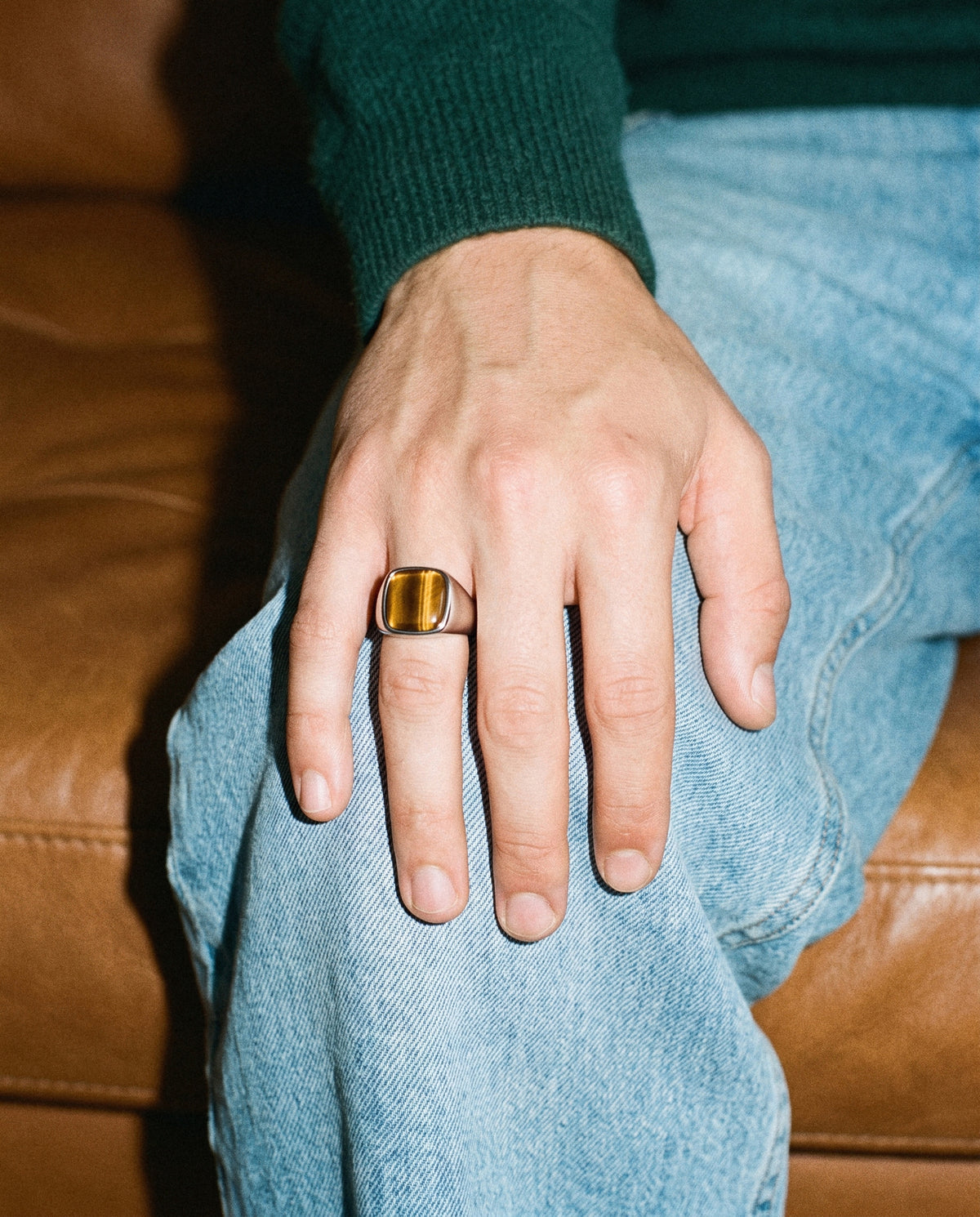 Tiger's Eye Ring (Silver), worn
