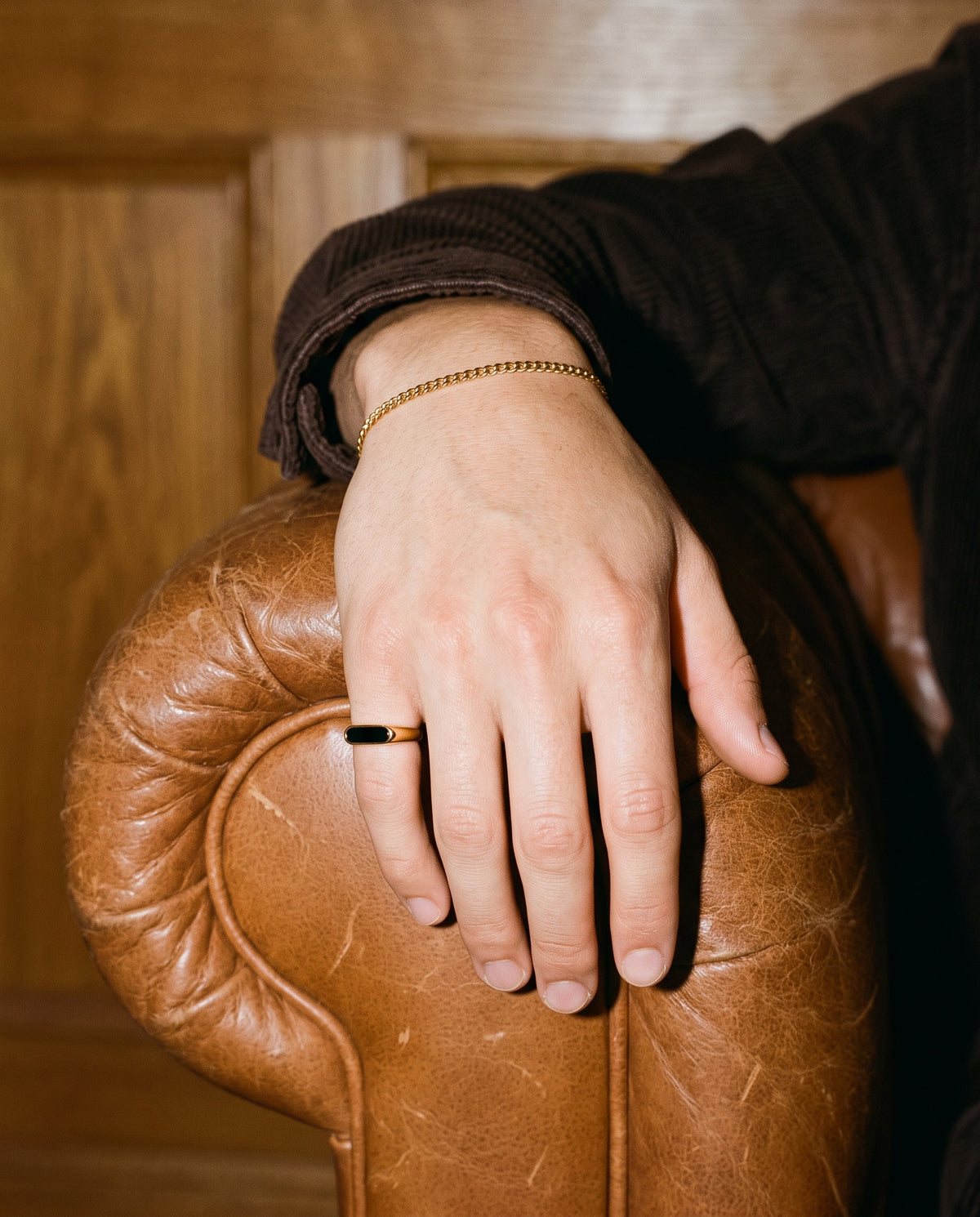 Slick Signet Ring (Gold), worn