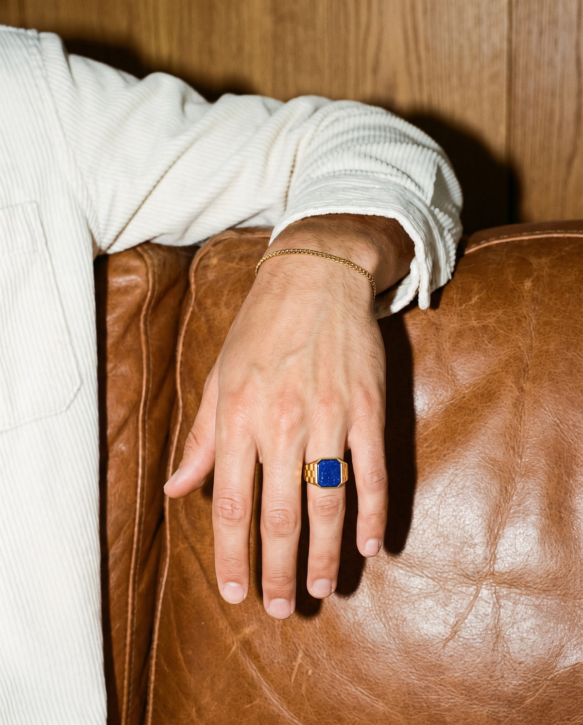 Watch Blue Ring (Gold), worn