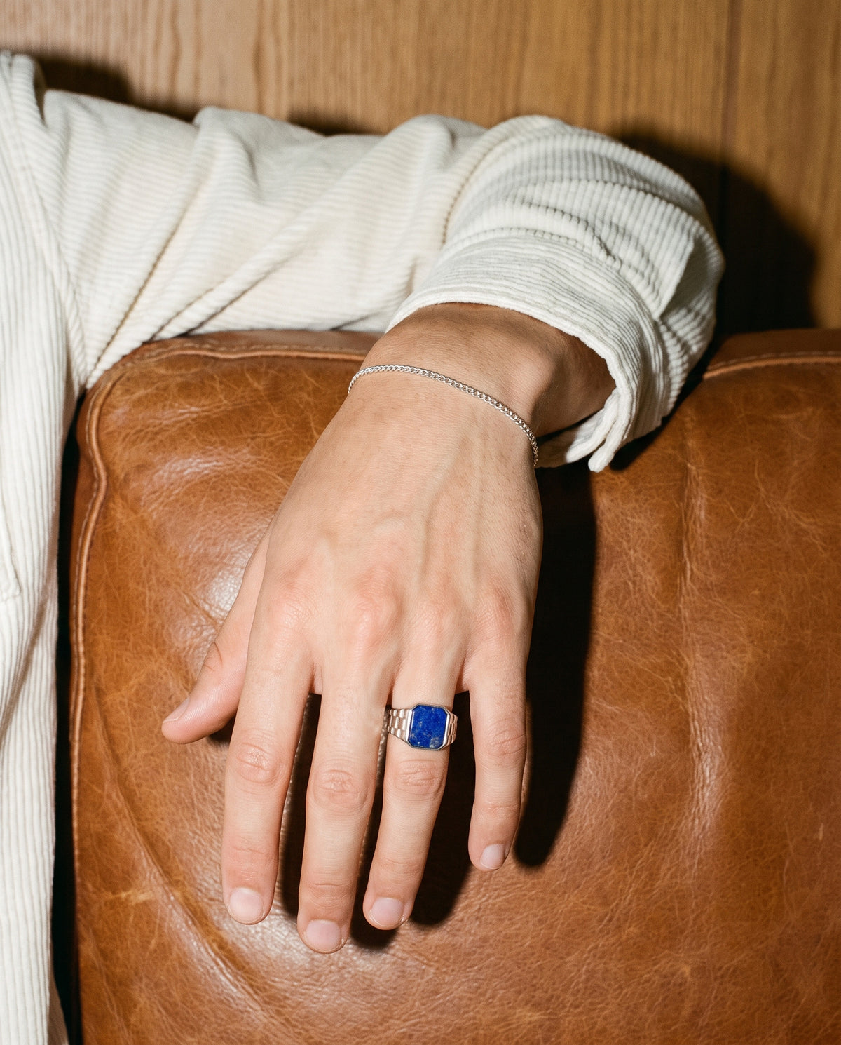 Watch Blue Ring (Silver), worn