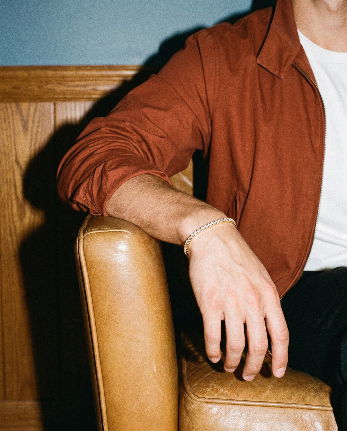 Tennis White Bracelet (Gold), worn