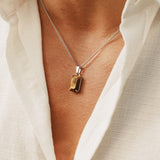 Horizon tiger's eye pendant on model